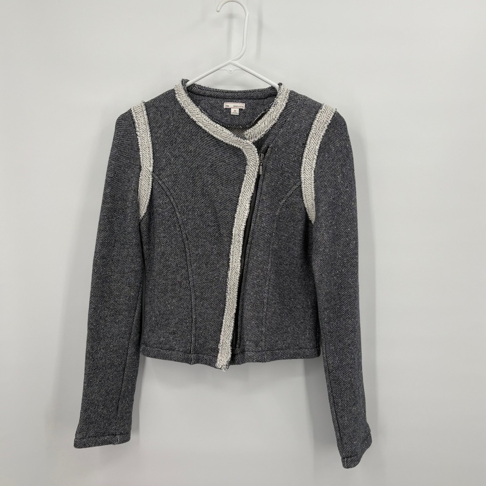 Gap Designed & Crafted‎ Womens Grey Cotton Knit Moto Jacket Asymmetrical Zip XS